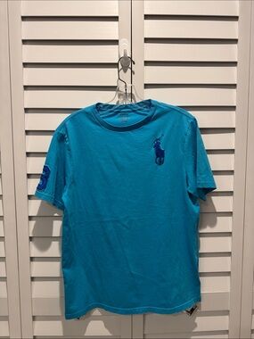 Polo by Ralph Lauren Blue Short-Sleeve Crewneck T-Shirt with Pony Embroidery